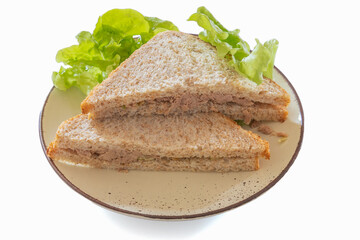 tuna sandwich with salad isolated on a white background