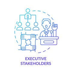 Executive stakeholders blue gradient concept icon. Project management. Type of stakeholder abstract idea thin line illustration. Isolated outline drawing. Myriad Pro-Bold font used