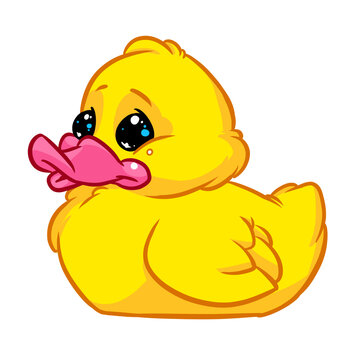 Little yellow duck character bird cartoon illustration
