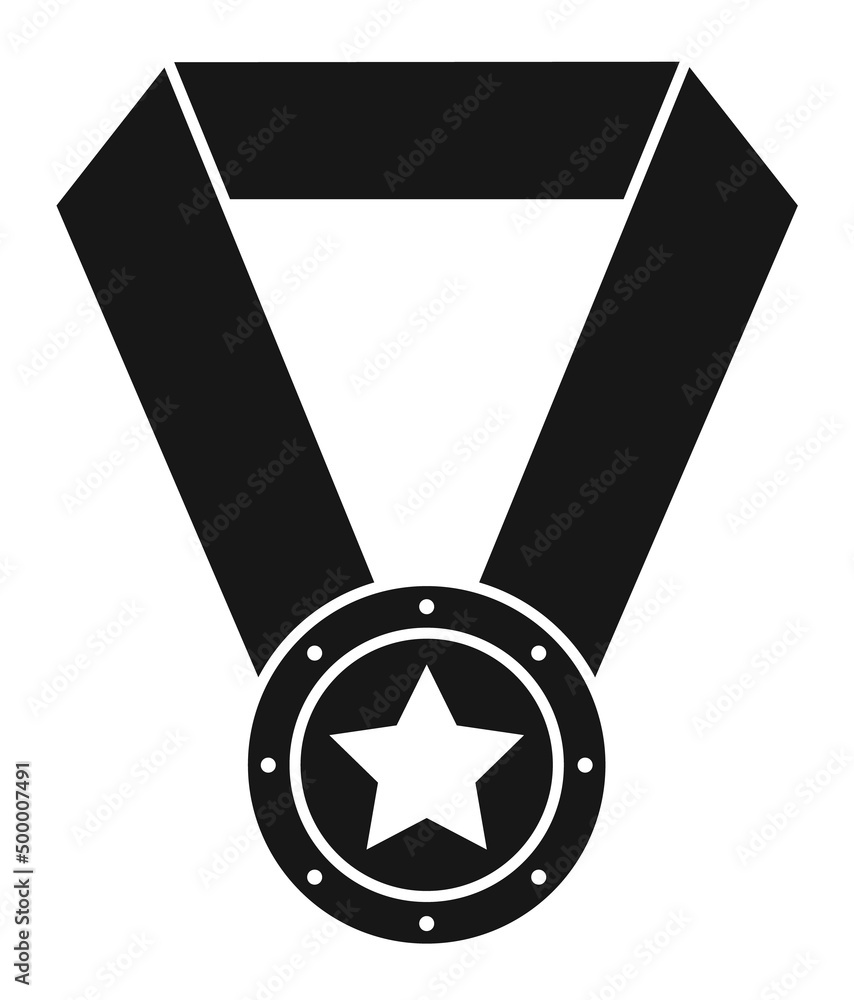 Sticker medal icon. sport award on black ribbon symbol