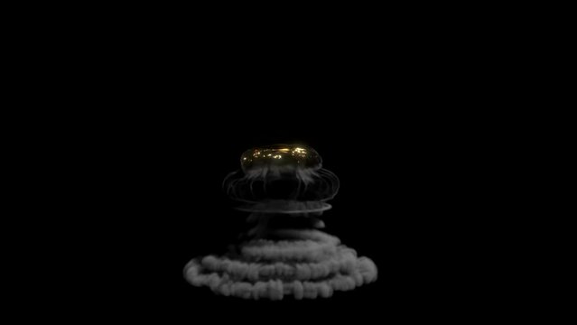 Big atomic explosion on black Smoke cloud mushroom