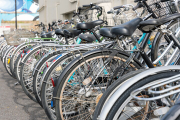 自転車置き場。屋外の駐輪場
