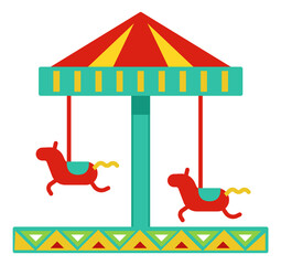 Merry-go-round icon. Fun fair symbol. Horse whirligig