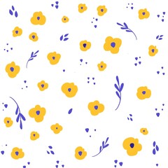 Floral seamless pattern. Creative blooming texture. Wildflowers background. Great for fabric, textile, scrapbooking.