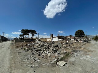 a destroyed city neighborhood