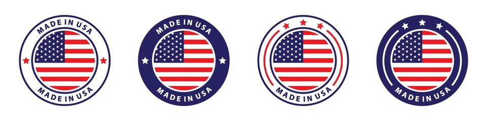 Made in the USA labels Icon, made in the USA logo, USA flag Icon , American product emblem, Vector illustration