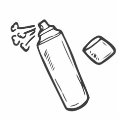 Doodle vector hair spray can. Hairdresser and beauty concept