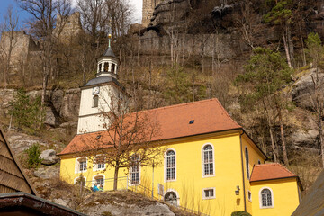 Historical mountain church in Oybin. Saxony. Germany