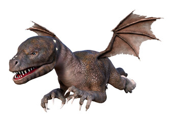 3D Rendering Fairy Tale Dragon on White