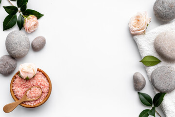 Beauty treatment composition with spa stonea and pink sea salt