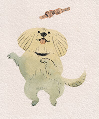 おやつを欲しがる犬