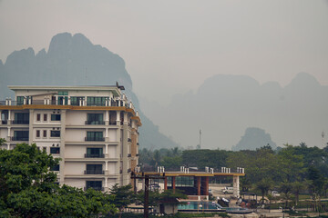 Modern Hotel Building with Beautiful Background of Mountainous.