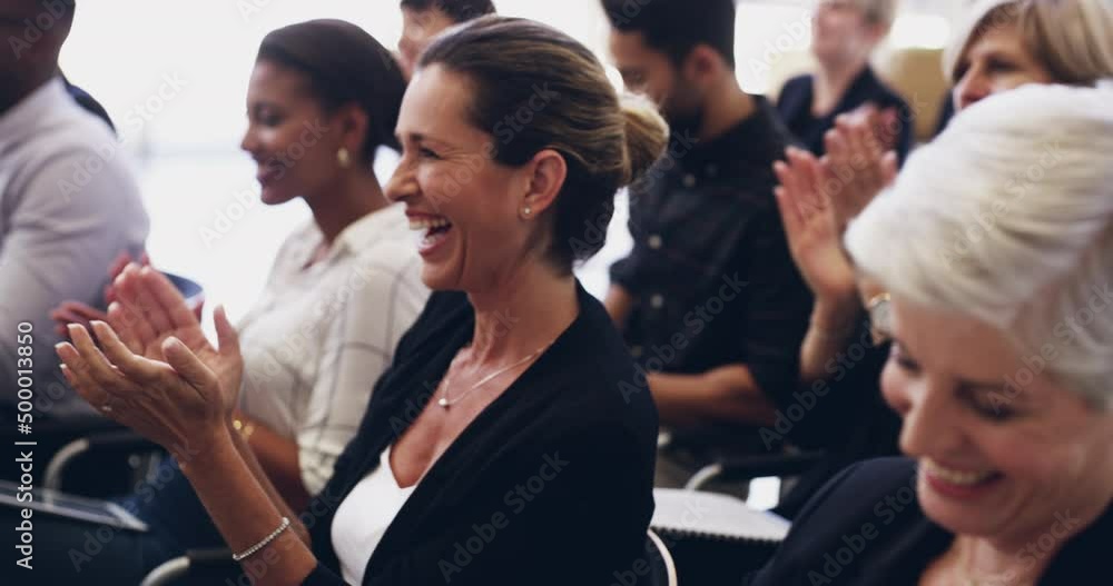 Aufkleber its all about how you made your audience feel. group of businesspeople clapping hands while sitting 