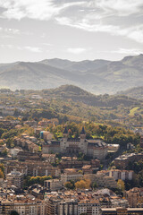 Fototapeta na wymiar aerial view of the city and mountains of San Sebastian, Spain