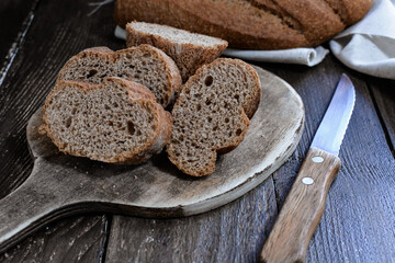Bread on wooden background