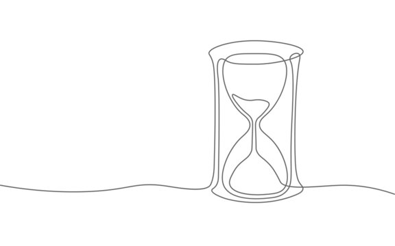 Hourglass continuous line time of life concept. Deadline present future past hours gone. Time stream flow value. Creative opportunity ideas schedule vector illustration