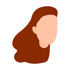 Girl with long hair. Brown hair color. Icon. White background. Vector illustration. EPS 10.