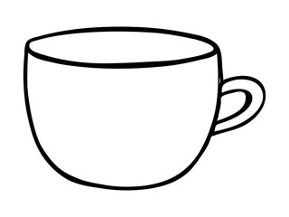 Cute cup of tea or coffee illustration isolated on a white background. Simple mug clipart. Cozy home doodle.