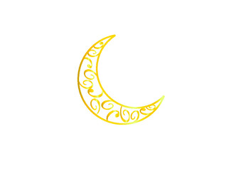 Fototapeta na wymiar Crescent moon,yellow,vector,icon,illustrated 