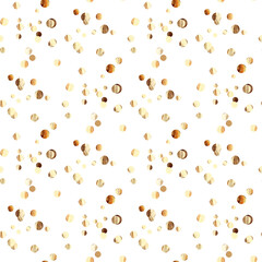 Golden confetti seamless pattern on white
