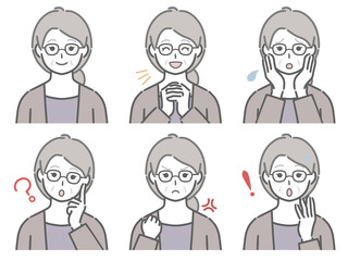 高齢女性の色々な表情
