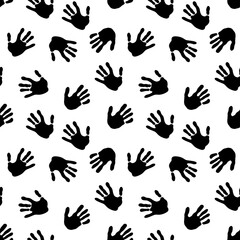 Kids seamless hands print pattern for fabrics and packaging and gifts and cards and linens and wrapping paper