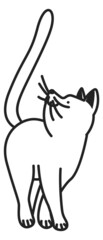 Cat icon. Funny pet black line symbol