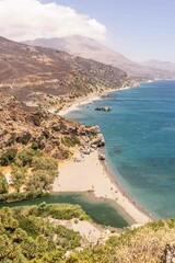 Plage de Preveli paysage entre mer et rivière