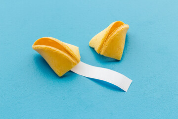 Chinese fortune cookie with space for message text on empty blank