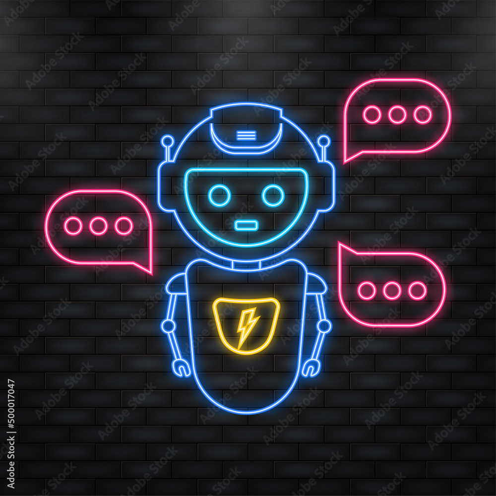 Poster chatbot icon concept, chat bot or chatterbot. robot virtual assistance of website or mobile applicat