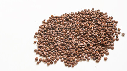 roasted coffee beans on a white background