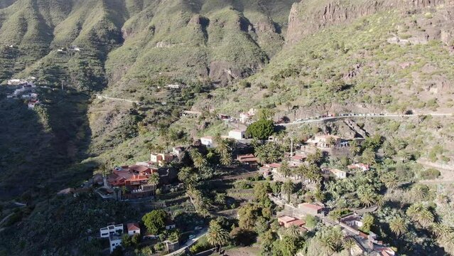 Masca gorge and village seen from above, Tenerife, Canary Islands, Spain