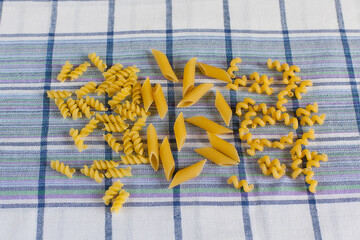 mixed pasta of many different shapes useful as a background
