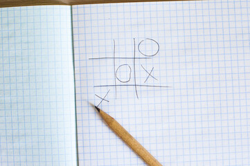 close up of tic tac toe XO game.