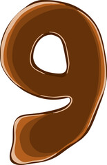 Illustration sweet chocolate number nine. Vector illustration