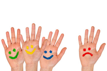 Fototapeta premium Hands with smiles and sadness pattern