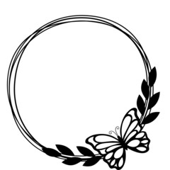 Butterfly floral round wreath frame svg file for cricut