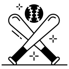 Americans national base ball Sports Vector  Icon Design, American culture and traditions Symbol, United States Social Sign, US Arts and literature Stock illustration, Baseball bat and Ball Concept