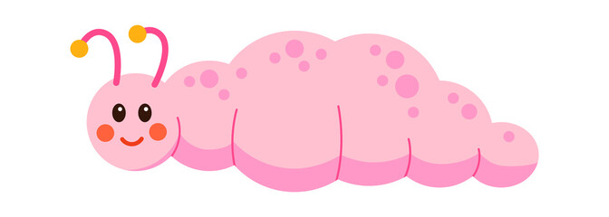 Cartoon Caterpillar Childish Insect. Vector illustration