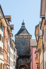 Laufenburg, Wasentor, Tor, Obere Wasengasse, Wasenturm, Wehrturm, Stadtturm, Altstadt, Altstadthäuser, Rhein, Rheinufer, Frühling, Schweiz