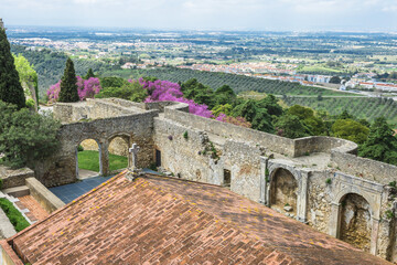 View from Palmela castle over the Sierra of Arrabida, Setubal Peninsula, Lisbon Coast, Portugal, Europe