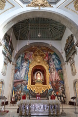 Fototapeta na wymiar Candelaria, Tenerife, Canary Islands, Spain, March 8, 2022: Vertical view of the High Altar of the Basilica of Candelaria in Tenerife. Spain