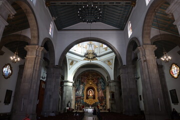 Fototapeta na wymiar Candelaria, Tenerife, Canary Islands, Spain, March 8, 2022: Main hall of the Basilica of Candelaria in Tenerife. Spain