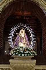 Candelaria, Tenerife, Canary Islands, Spain, March 8, 2022: Image of the Virgin of Candelaria in the Basilica of Candelaria in Tenerife. Spain