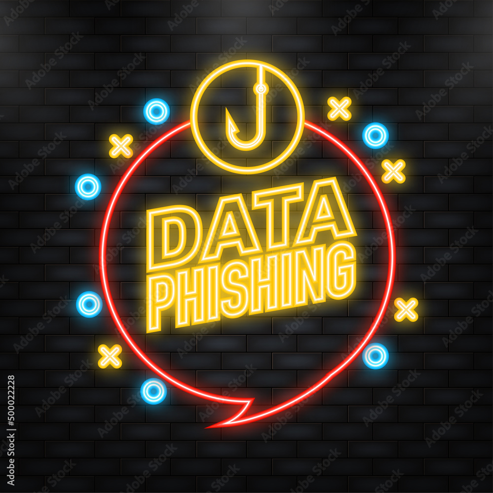 Aufkleber neon icon. data fishing, hacker attack. computer hack concept. cyber security concept. message icon.