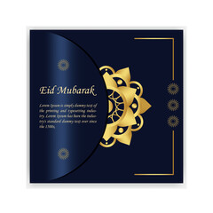Eid Mubarak Islamic greeting card design template for  social media post