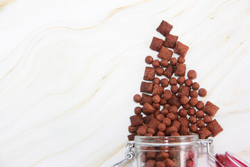 children's dry chocolate breakfast in a glass jar