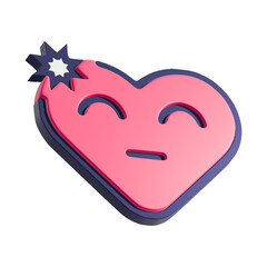 Funny heart smiley face 3d illustration. Cartoon heart character isolated on white background.