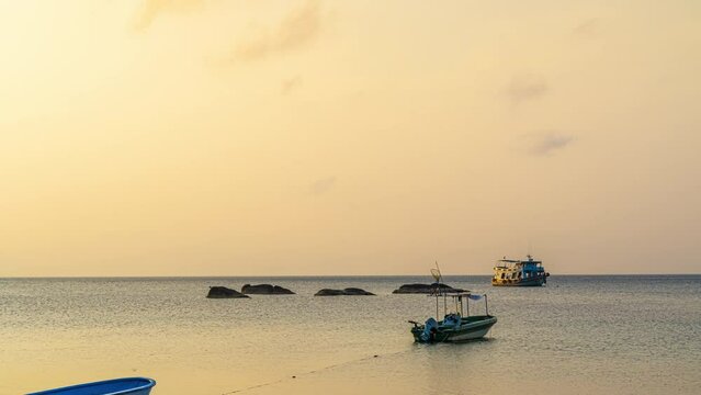 Time lapse of morning sunrise at Tanod bay of Koh Tao in Surat Thani, Thailand