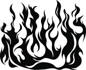 Fire flames isolated on white background. Tribal tattoo design.